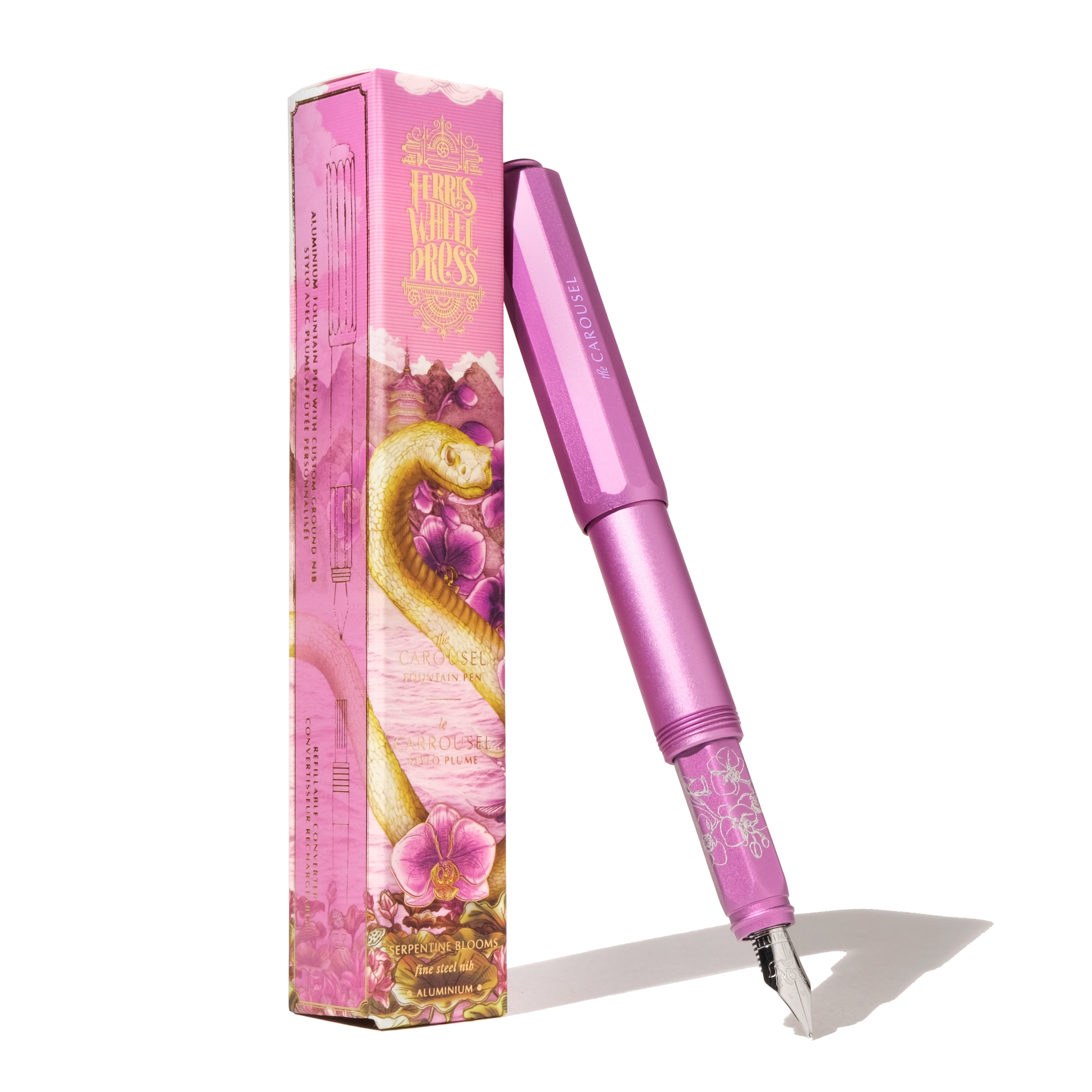 Curious Collaborations | Aluminum Carousel Fountain Pen - Serpentine Blooms